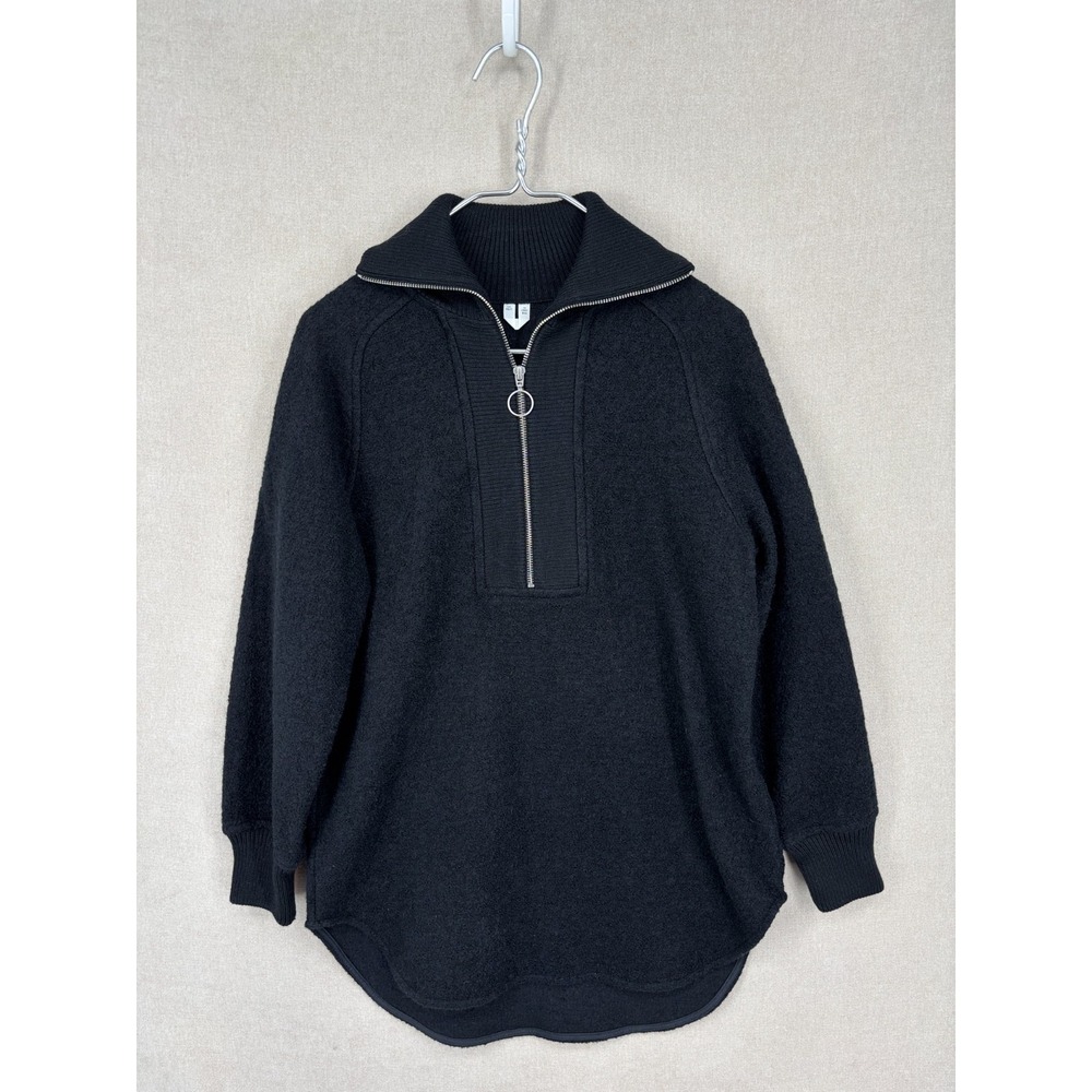 Arket Sweater Womens XS Black Boiled Wool Half Zip High Neck